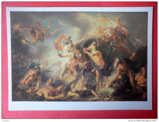 painting by Charles-Antoine Coypel - Fury of Achilles - french art - unused - JH Postcards