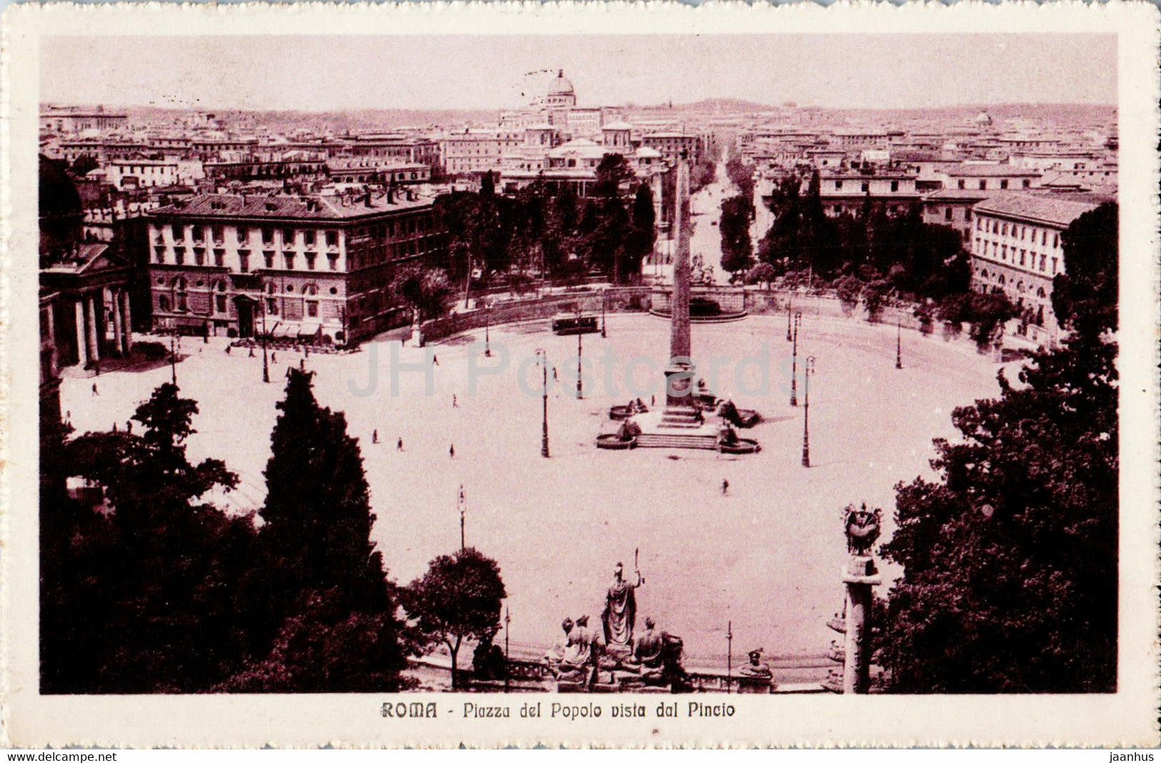Roma - Rome - Piazza del Popolo vista dal Pincio - 50 - old postcard - 1925 - Italy - used - JH Postcards