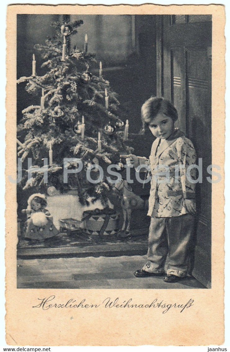 Christmas Greeting Card - Herzlichen Weihnachtsgruss - girl - tree - Feldpost 1683 - old postcard - 1940 Germany - used - JH Postcards