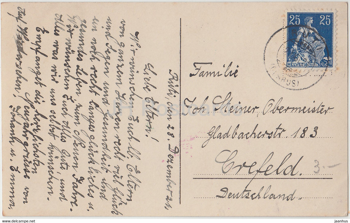 New Year Greeting Card - Herzliche Neujahrsgrusse - children - Amag - old postcard - 1921 - Germany - used