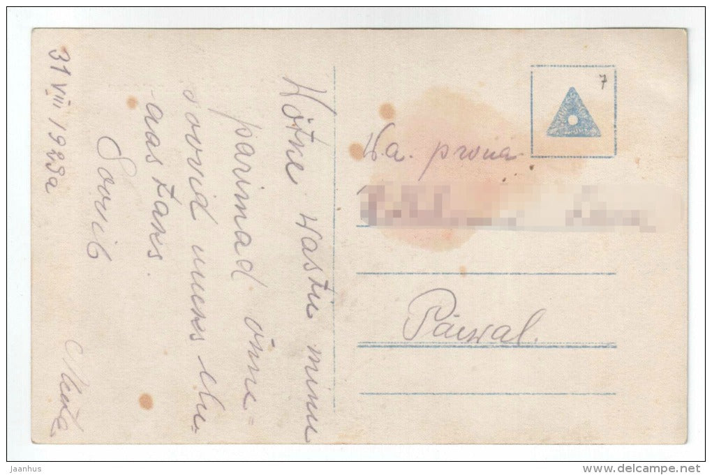 Birthday Greeting Card - couple - old postcard - circulated in Estonia 1929 - used - JH Postcards