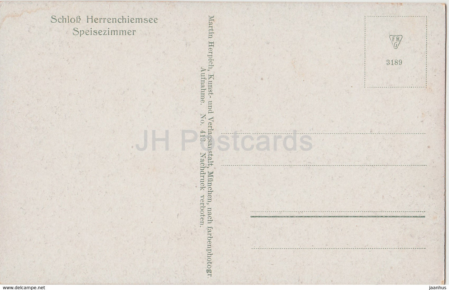 Schloss Herrenchiemsee - Speisezimmer - castle - 413 - old postcard - Germany - unused