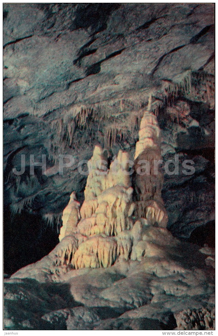 calcite castle - New Athos Cave - Novyi Afon - Abkhazia - Turist - 1976 - Georgia USSR - unused - JH Postcards