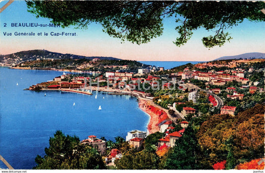 Beaulieu sur Mer - Vue Generale et le Cap Ferrat - 1 - old postcard - 1931 - France - used - JH Postcards