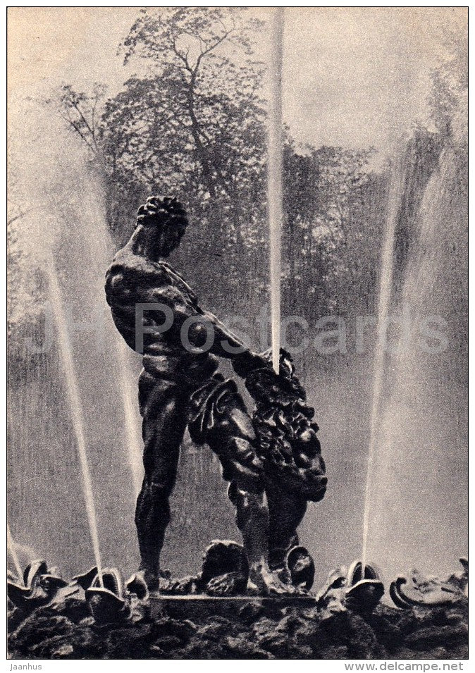 Samson fountain - Peterhof - 1955 - Russia USSR - unused - JH Postcards