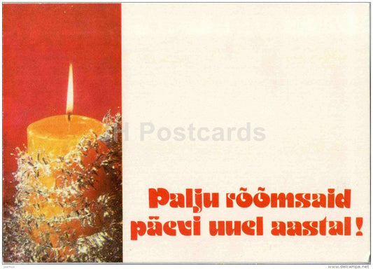 New Year greeting card - candle - decoration - 1976 - Estonia USSR - unused - JH Postcards