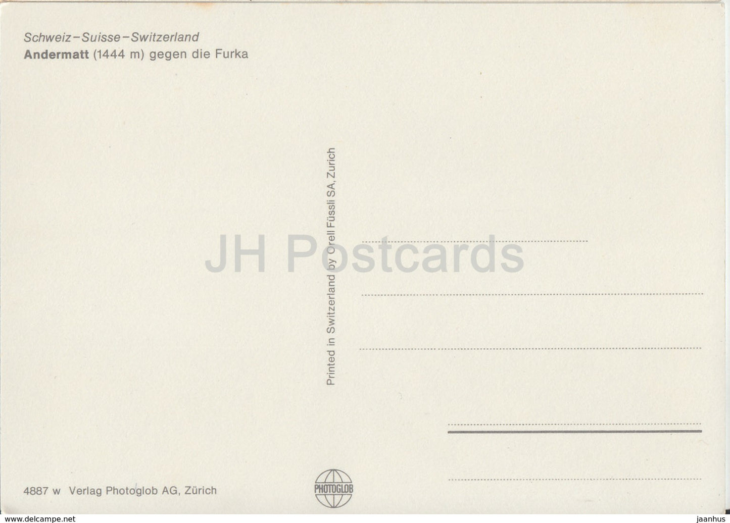 Andermatt 1444 m  gegen die Furka - 4887 - Switzerland - unused