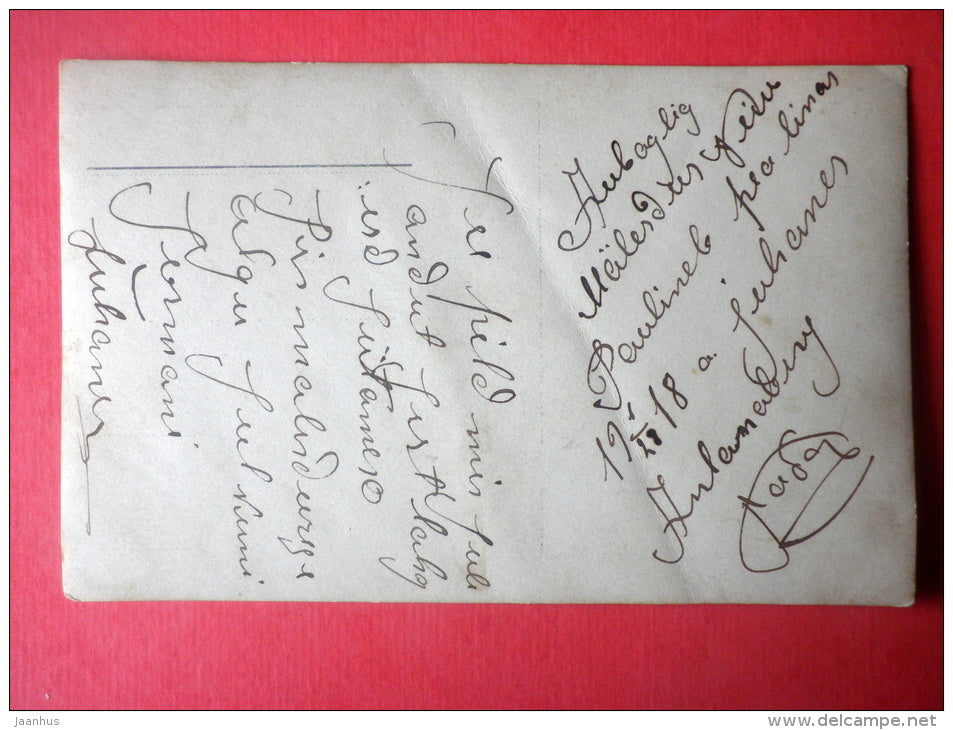 estonian man - bicycle - flower - old photo postcard - 1918 - Estonia , Imperial Russia - unused - JH Postcards