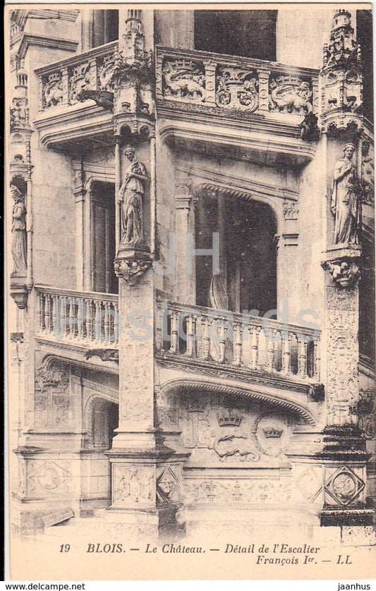 Blois - Le Chateau - Detail de l'Escalier Francois Ier - castle - 19 - old postcard - France - unused - JH Postcards