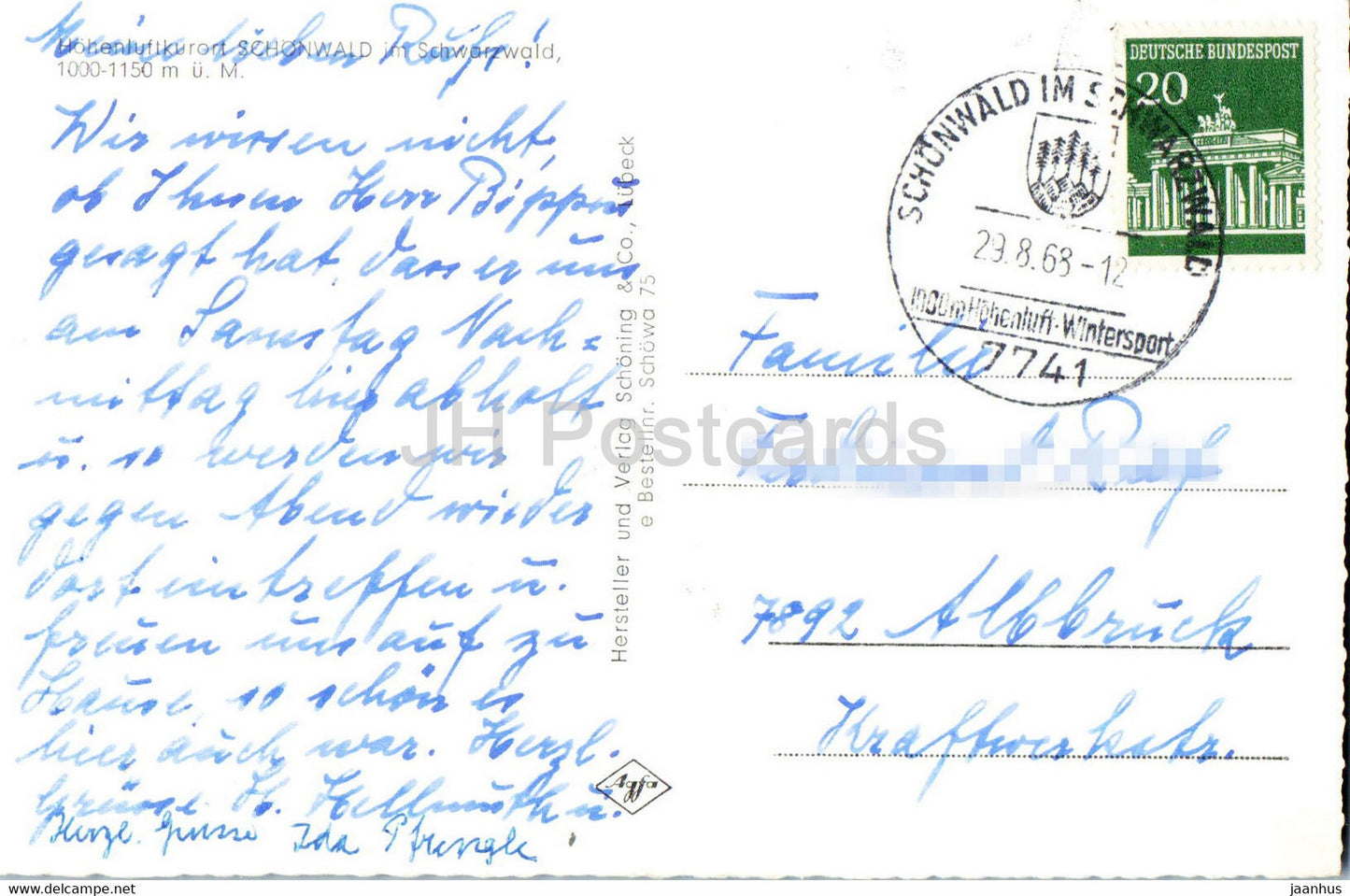 Hohenluftkurort Schonwald im Schwarzwald - 1968 - Allemagne - occasion