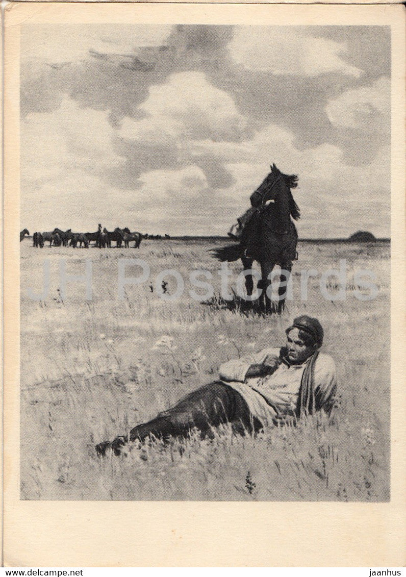 illustration by O. Vereysky - Mishka Koshevoy - horse - And Quiet Flows the Don - 1959 - Russia USSR - unused - JH Postcards