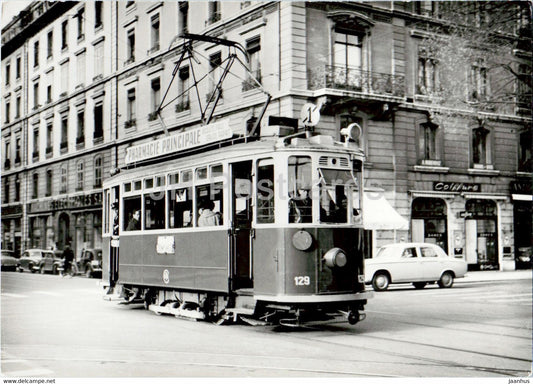 Lausanne - tram - Rue Pierre Fatio - Pharmacie Principale - old postcard - Switzerland - unused - JH Postcards