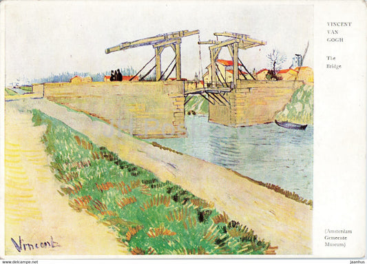 painting by Vincent van Gogh - The Bridge - Dutch art - England - unused - JH Postcards