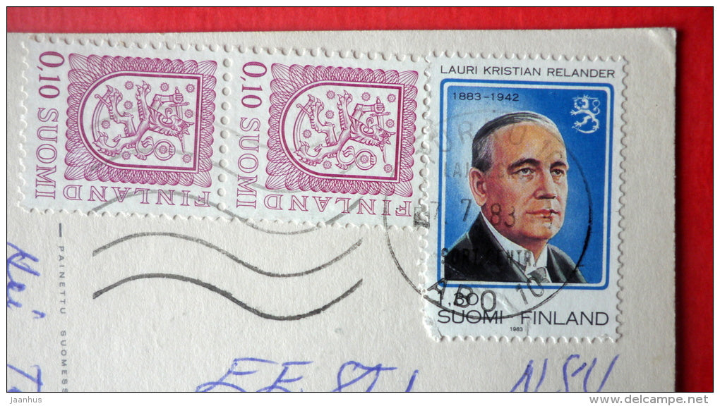 illustration - wooden fence - gate - flowers - Relander 4584/8 - Finland - sent from Finland Turku to Estonia USSR 1983 - JH Postcards