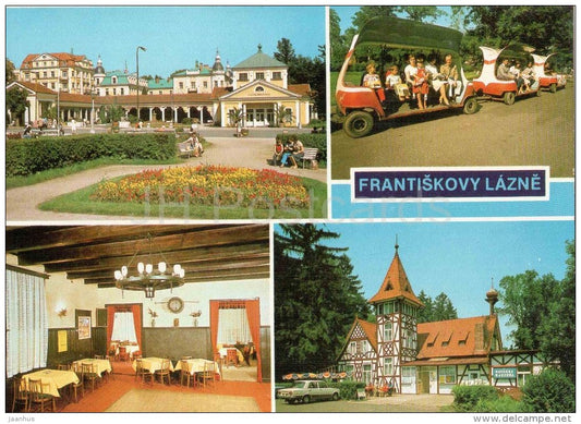 Františkovy Lazne - areal carbonic spas - train - interior of cafe - Czechoslovakia - Czech - unused - JH Postcards
