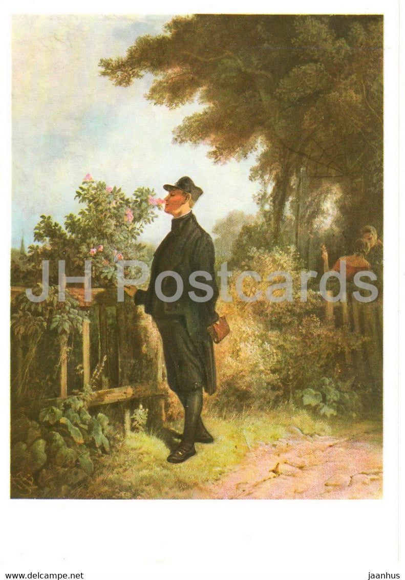 painting by Carl Spitzweg - Rosenduft - 1606 - German art - Germany DDR - unused - JH Postcards
