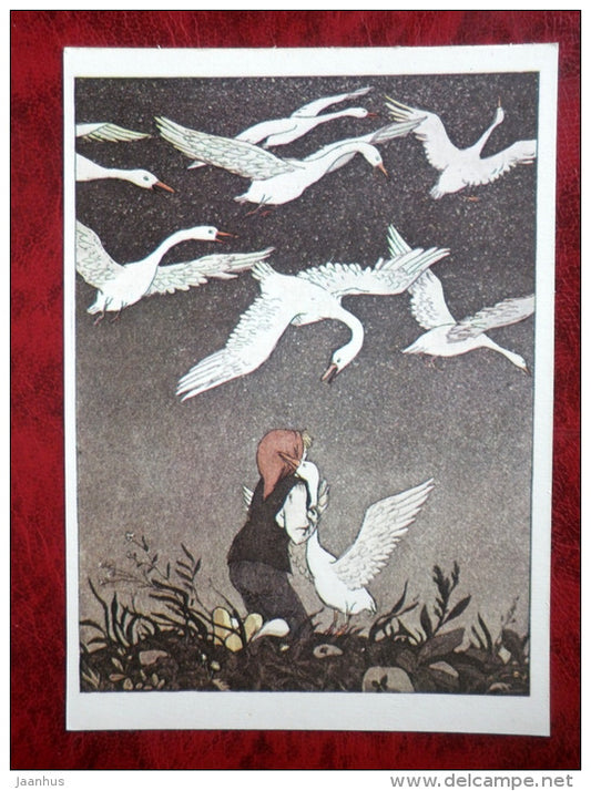 The Wonderful Adventures of Nils by S. Lagerlöf - Illustration by Diodorov - goose - 1981 - unused - JH Postcards