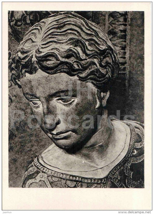 sculpture by Donatello - Annunciation , Portrait of St. Mary , detail - italian art - unused - JH Postcards