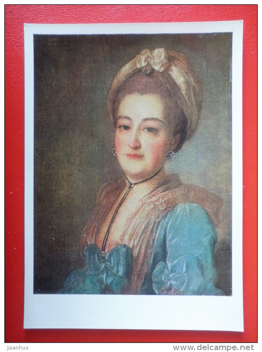 painting by F. Rokotov . Portrait of Agrippina Kurakina , 1770s-1780s - russian art  - unused - JH Postcards