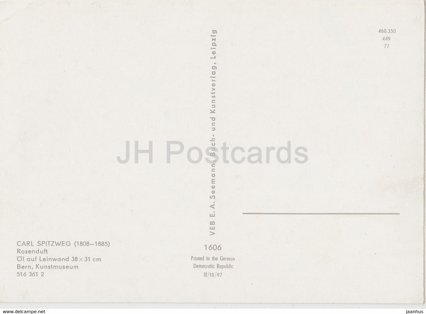 painting by Carl Spitzweg - Rosenduft - 1606 - German art - Germany DDR - unused