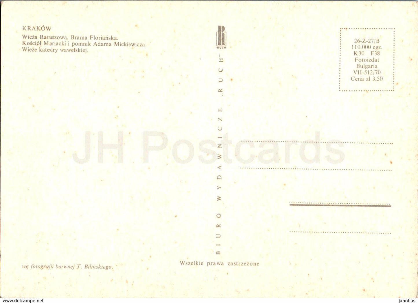Cracovie - Wieza Ratuszowa - Brama Florianska - Kosciol Mariacki - Tour de l'Hôtel de Ville - Porte Saint-Florian - Pologne - inutilisé