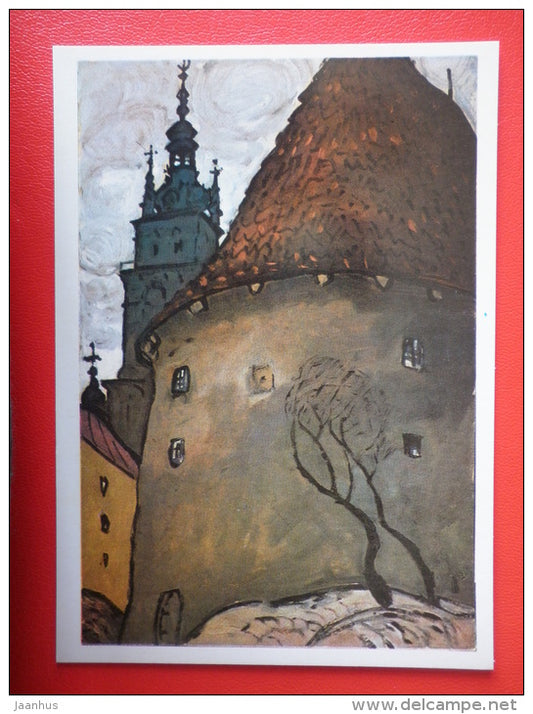 painting by Yuri Khimich . Powder Tower . Lviv . Lvov - ukrainian art - unused - JH Postcards