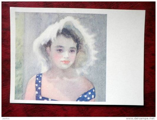 Painting by N.N. Zhukov - Marina - art - girl - card printed in 1960 - Russia - USSR - unused - JH Postcards