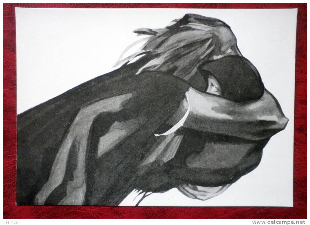 Painting by B. I. Prorokov - anxiety - russian art - unused - JH Postcards