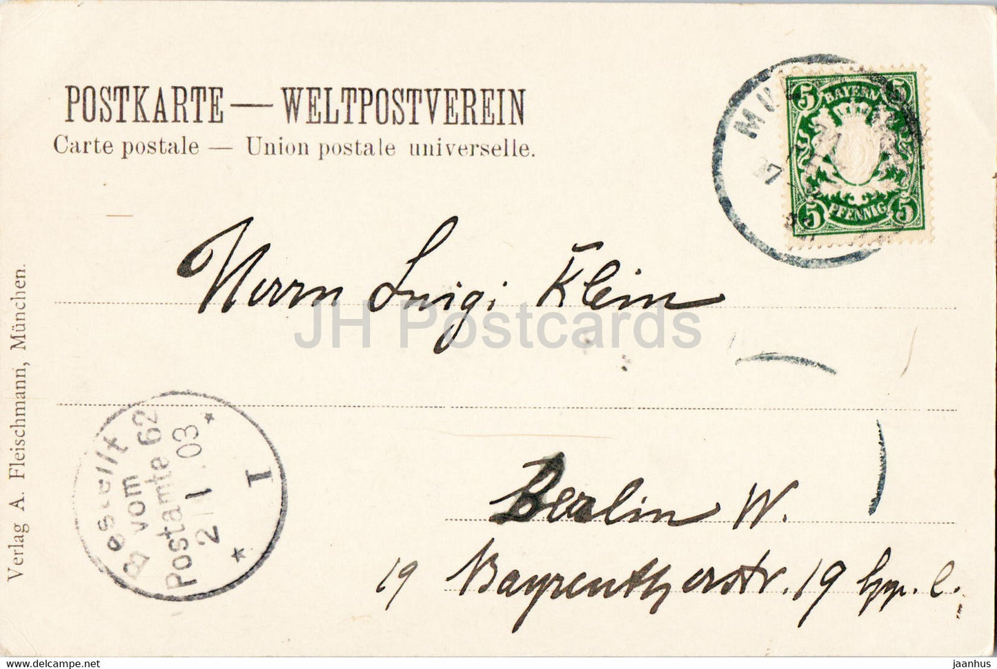 Munchen - Munich - sculpture - carte postale ancienne - 1903 - Allemagne - utilisé