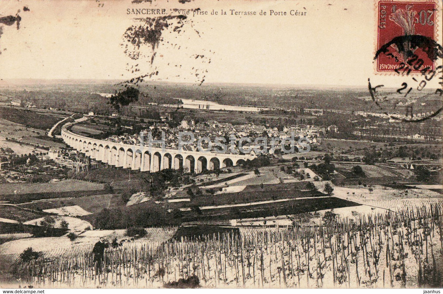 Sancerre - Vue prise de la Terrasse de Porte Cesar - old postcard - 1921 - France - used - JH Postcards
