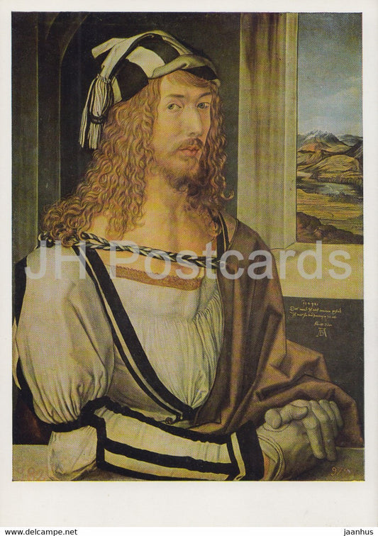 painting by Albrecht Durer - Selbstbildnis - Self Portrait - 634 - German art - Germany DDR - unused - JH Postcards