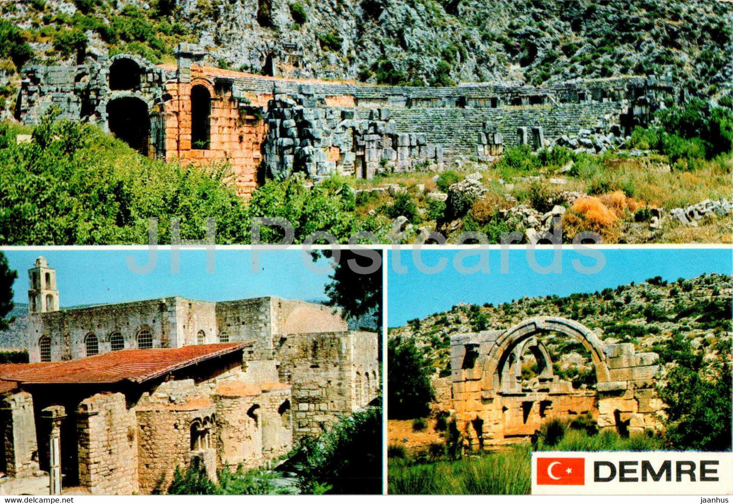 Demre - Antalya - Tarihi harabelerden uc gorunum - ancient world - multiview - 1987 - Turkey - used - JH Postcards