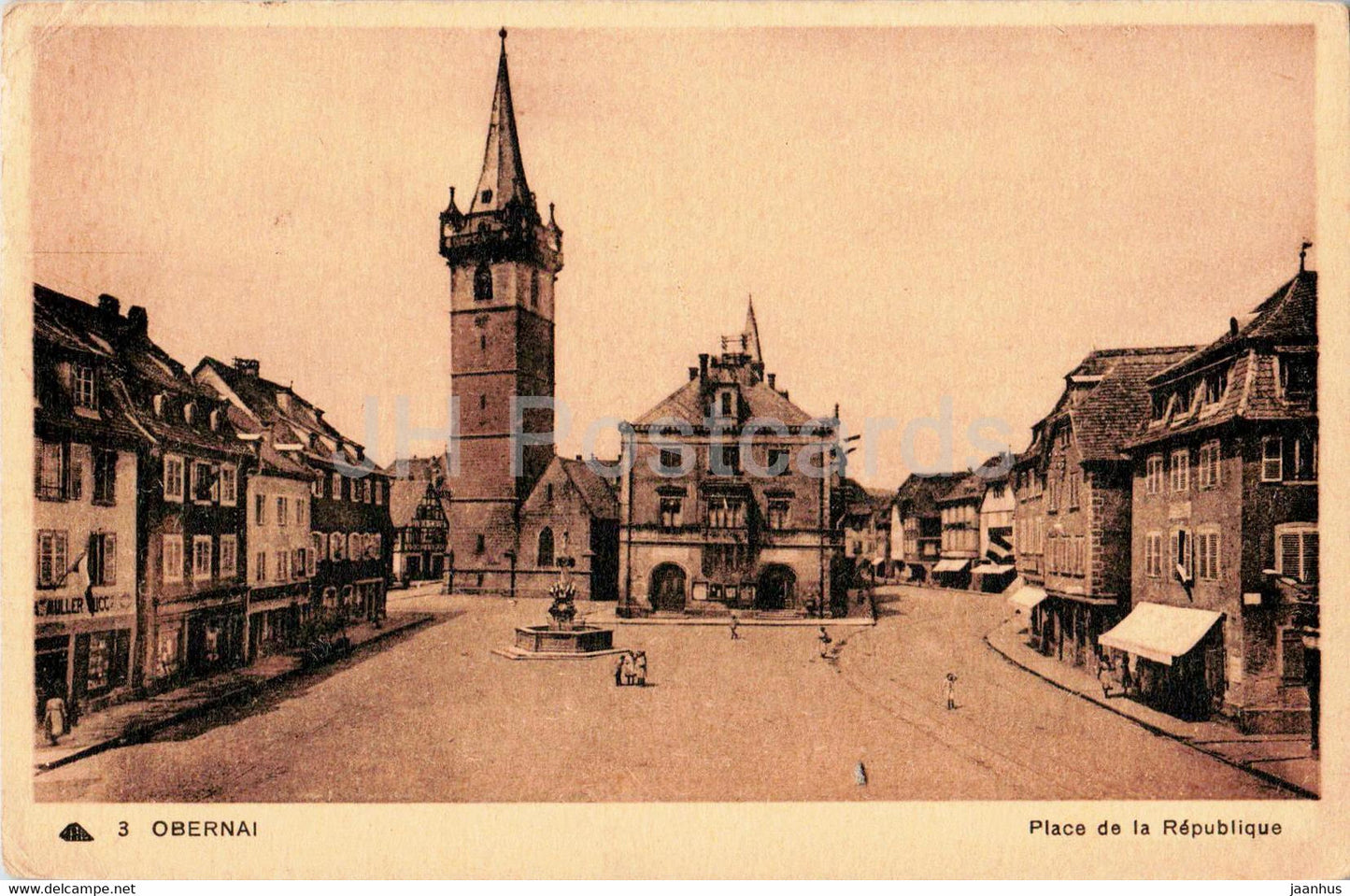 Obernai - Place de la Republique - 3 - old postcard - France - used - JH Postcards