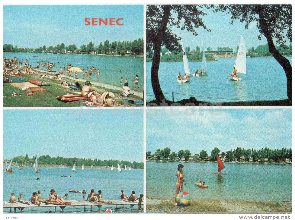 Senec - Slnecne lakes - beach - sailing boat - surfing - Czechoslovakia - Slovakia - unused - JH Postcards
