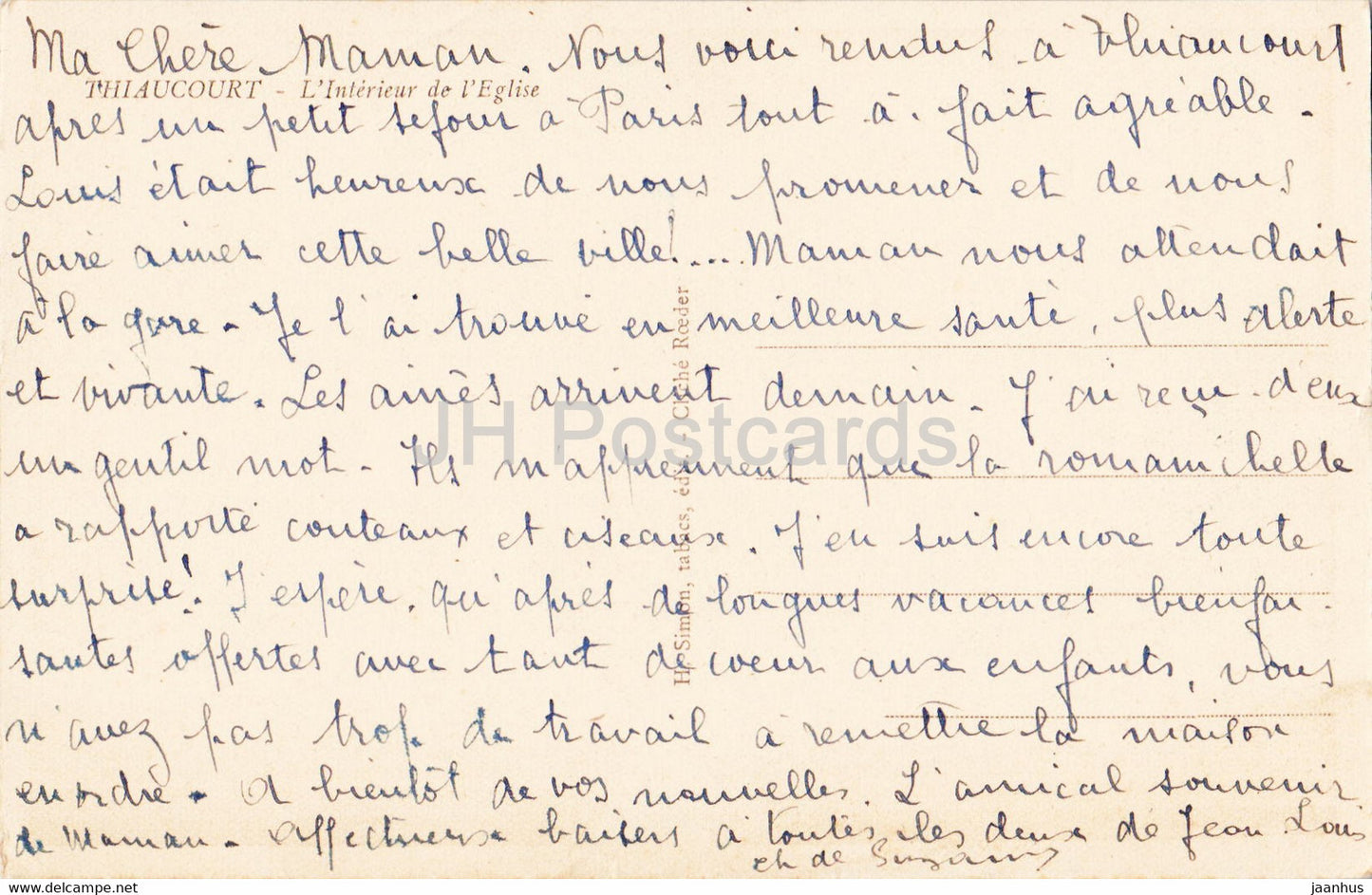 Thiaucourt - L'Interieur de l'Eglise - church - old postcard - France - used