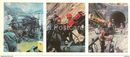construction of railway tunnels - BAM - Baikal–Amur Mainline - railway line - 1978 - Russia USSR - unused - JH Postcards