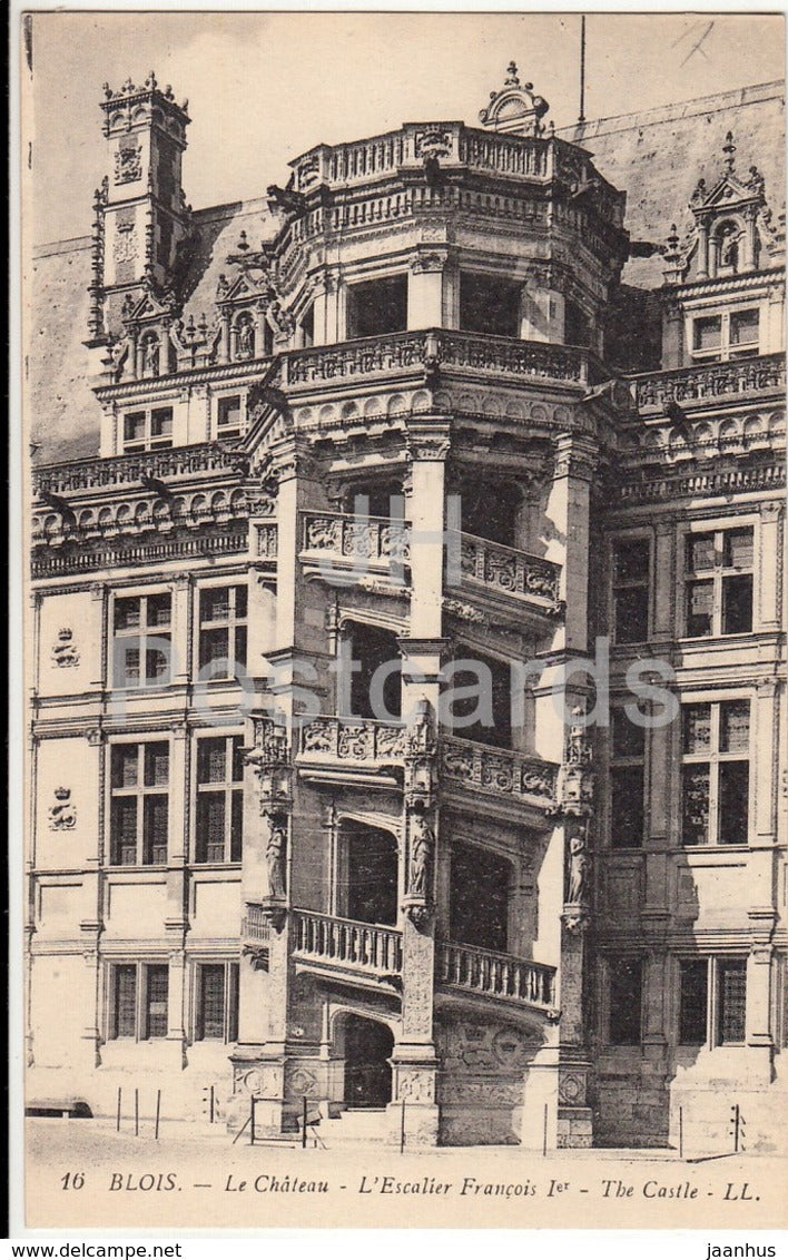 Blois - Le Chateau - L'Escalier Francois Ier - castle - 16 - old postcard - France - unused - JH Postcards