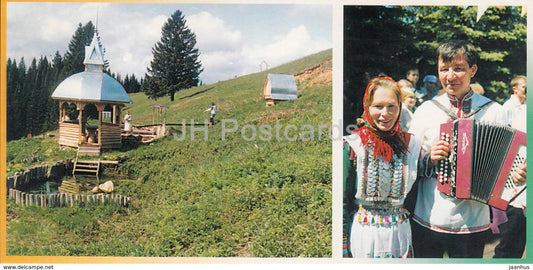 The Stone mountain in Kuzhener region - folk group Murseskem - accordion - Mari El Republic - 1999 - Russia - unused - JH Postcards