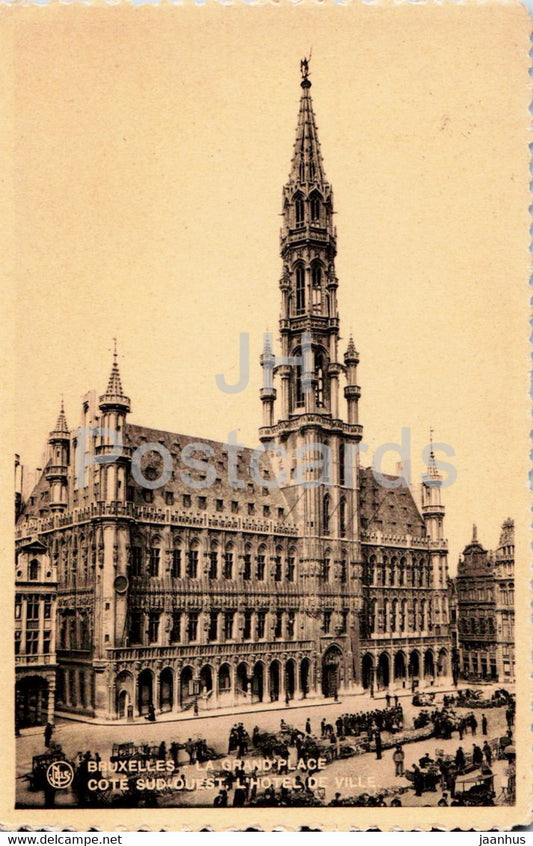 Bruxelles - Brussels - La Grand Place - Cote Sud Ouest - L'Hotel de Ville - old postcard - Belgium - used - JH Postcards