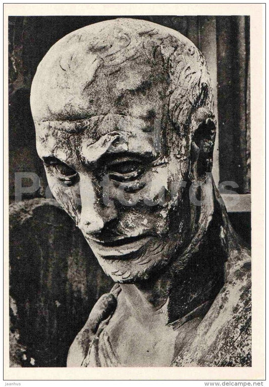 sculpture by Donatello - The prophet Habakkuk , detail - italian art - unused - JH Postcards