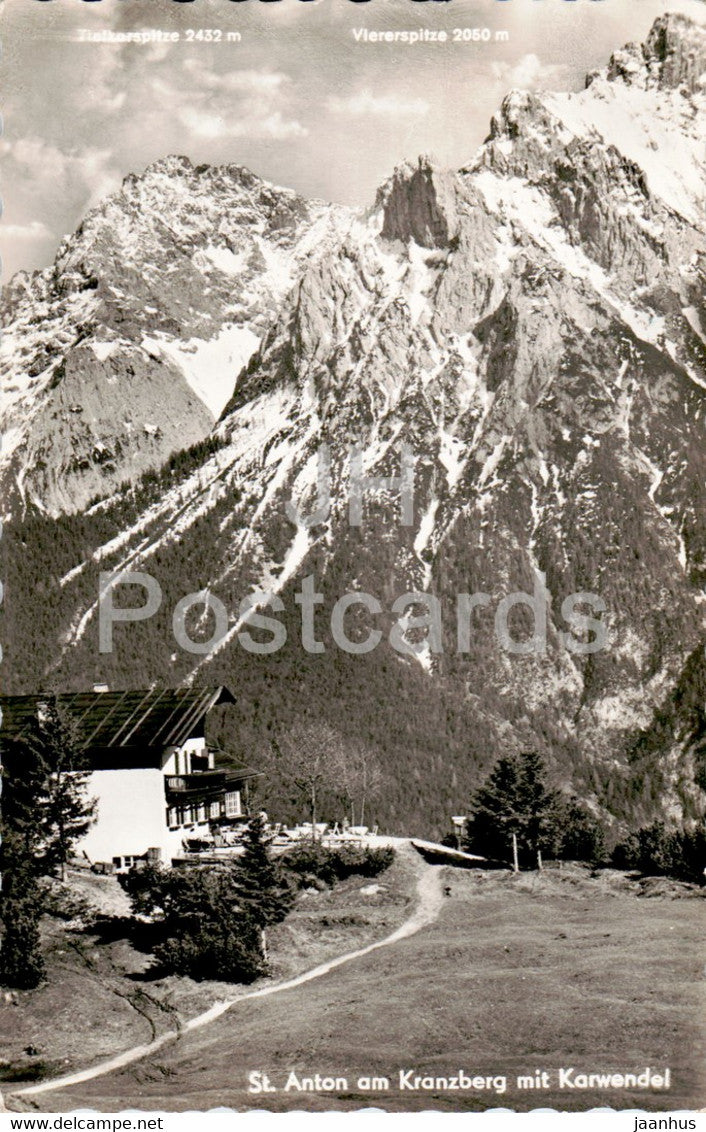 St Anton am Kranzberg mit Karwendel - old postcard - 1954 - Germany - used - JH Postcards