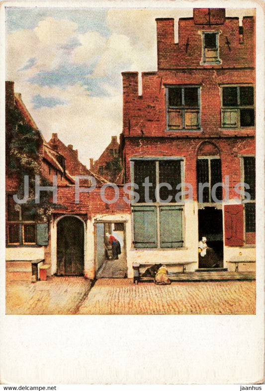 painting by Jan Vermeer Van Delft - Gasschen in Delft - Houses in Delft - Dutch art - old postcard - Germany - unused - JH Postcards