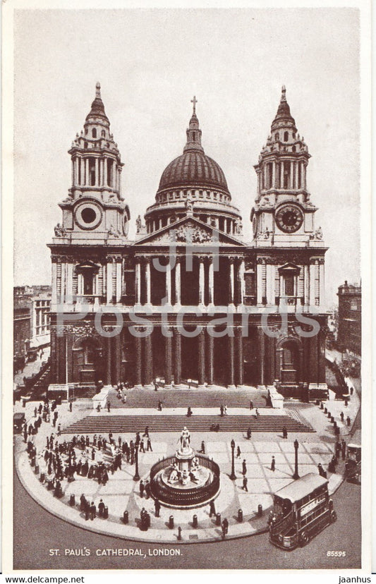 London - St Paul's Cathedral - Valentine - bus - 85595 - old postcard - England - United Kingdom - unused - JH Postcards