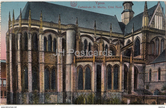 Ypres - Ieper - Cathedrale St. Martin - Cote Nord - cathedral - old postcard - Belgium - used - JH Postcards