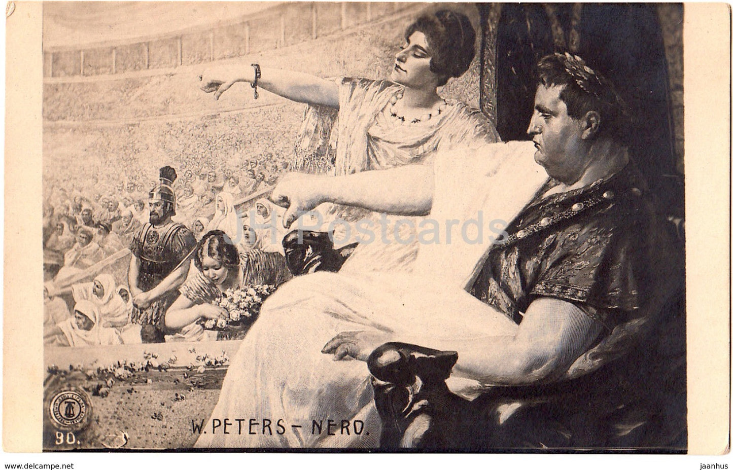 painting by W. Peters - Nero - Colosseum - art - old postcard - Imperial Russia - unused - JH Postcards