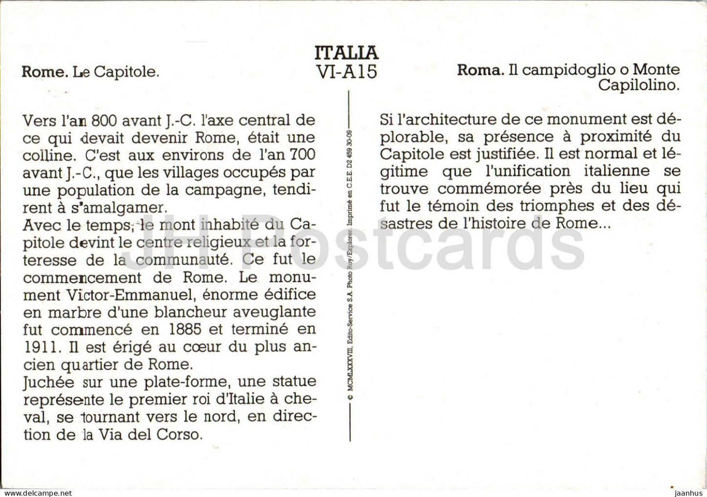 Roma - Rom - Capitol Hill - A15 - Italien - unbenutzt 