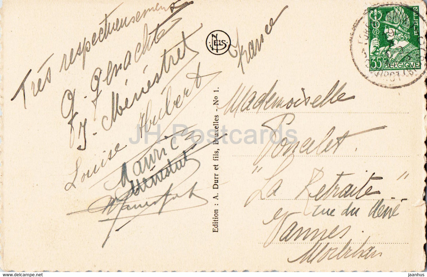 Bruxelles - Brussels - La Grand Place - Cote Sud Ouest - L'Hotel de Ville - old postcard - Belgium - used