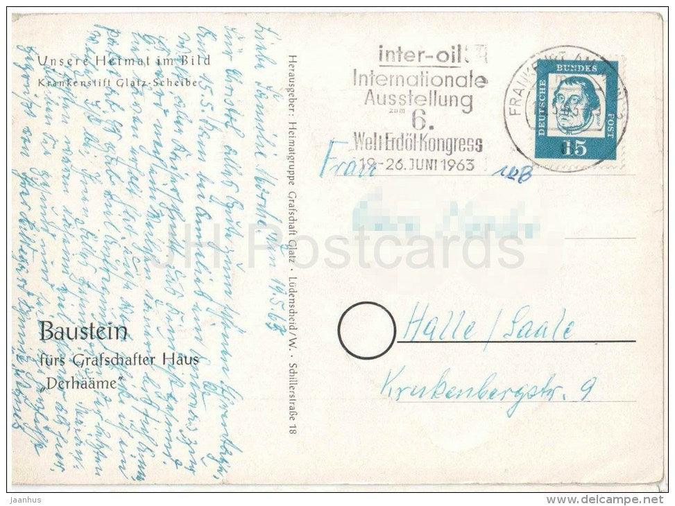 Krankenstift Glatz Scheibe - Schlesien - Germany - 1963 gelaufen - JH Postcards