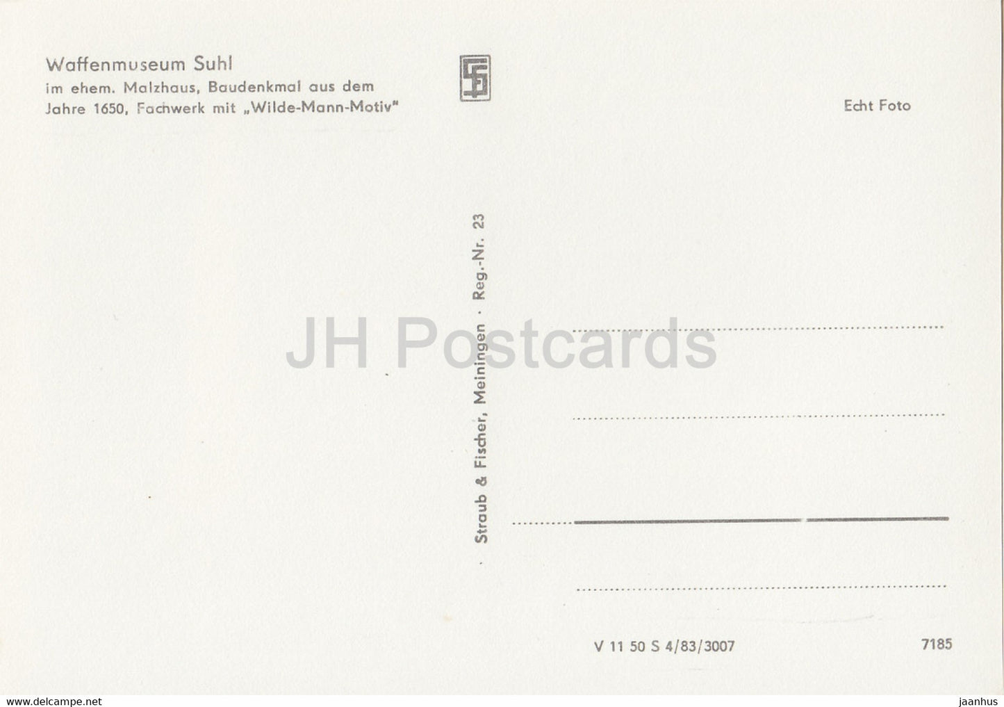 Malzhaus - Fachwerk mit Wilde Mann Motiv - Waffenmuseum Suhl - DDR Deutschland - unbenutzt