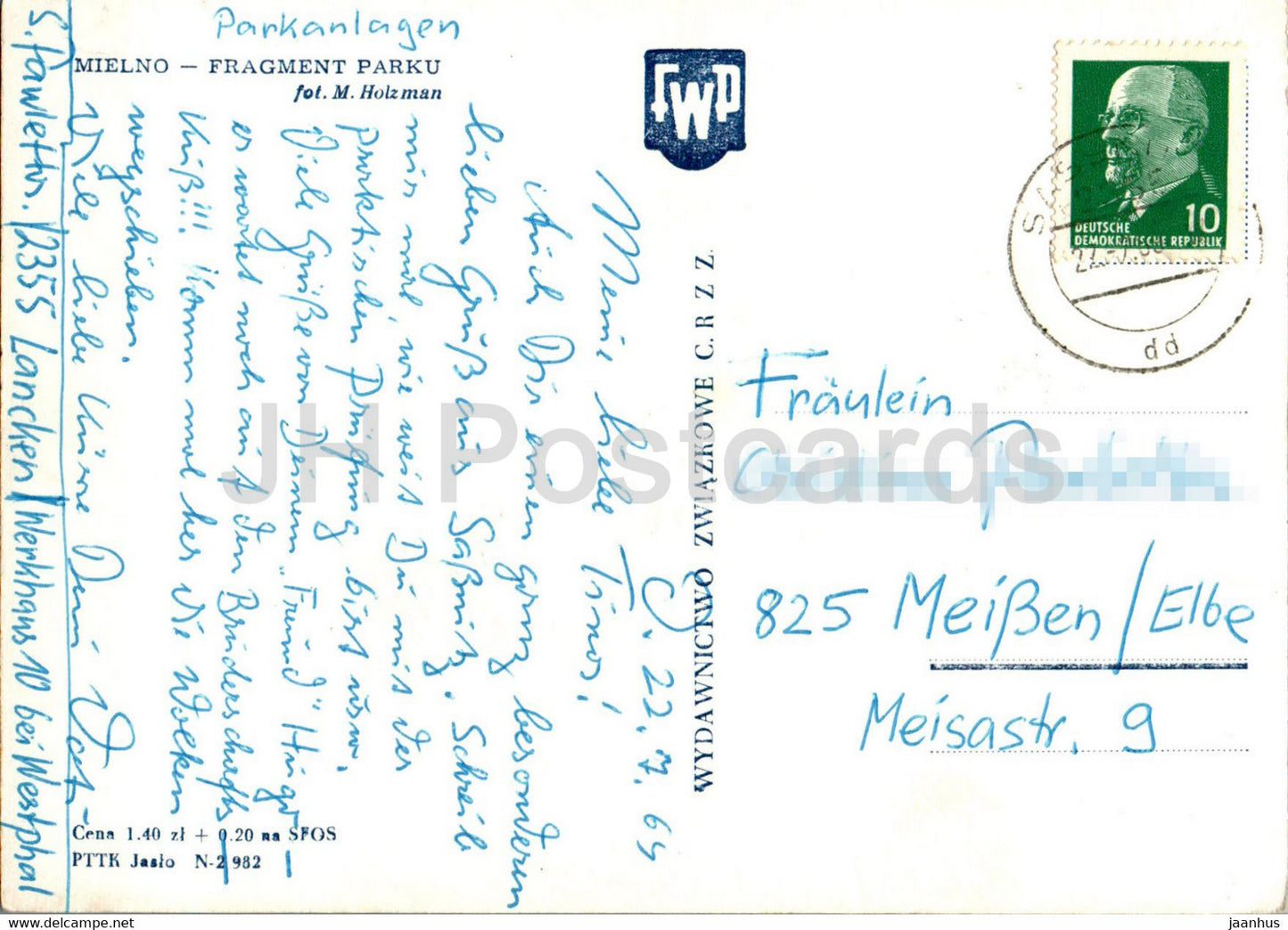 Mielno - Fragment Parku - part of the park - 1969 - Poland - used